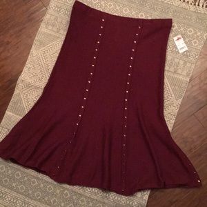 Burgundy Long Fit and Flare Skirt XL NWT